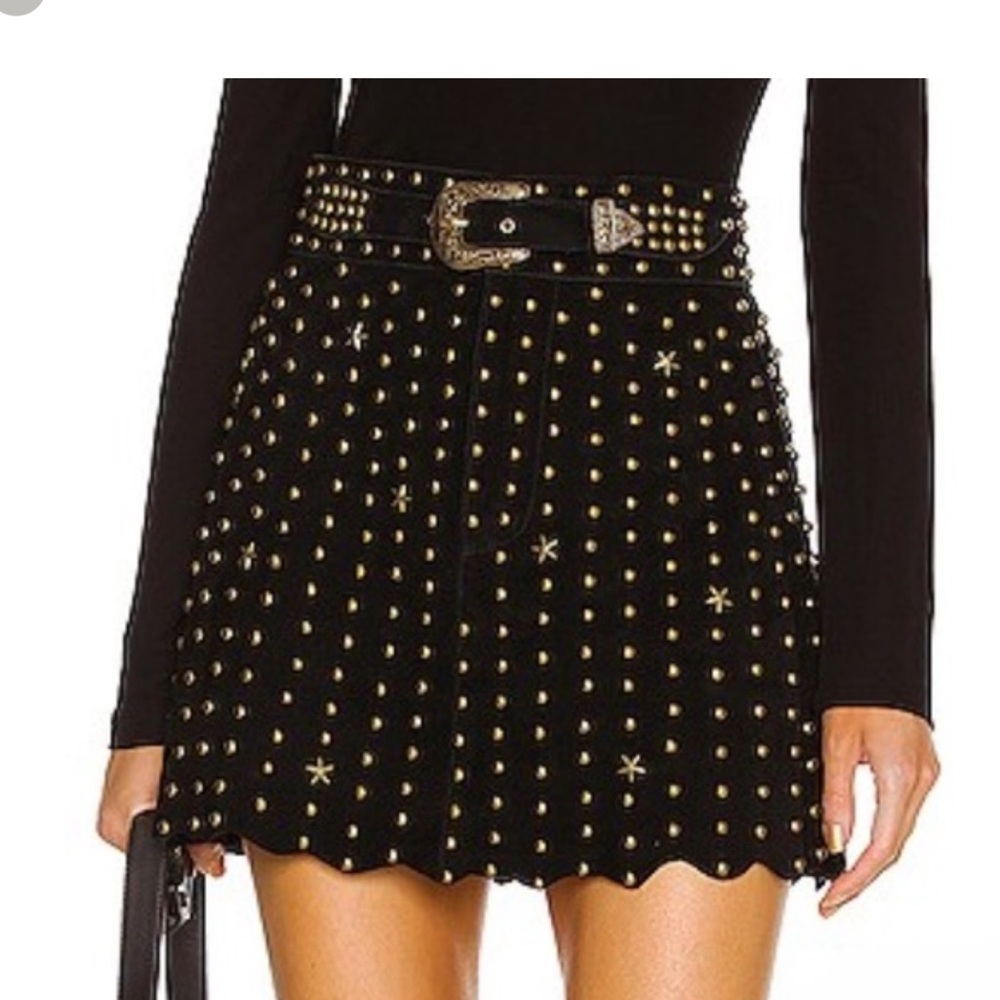 Retrofete Black Mini Skirt with Gold Accents